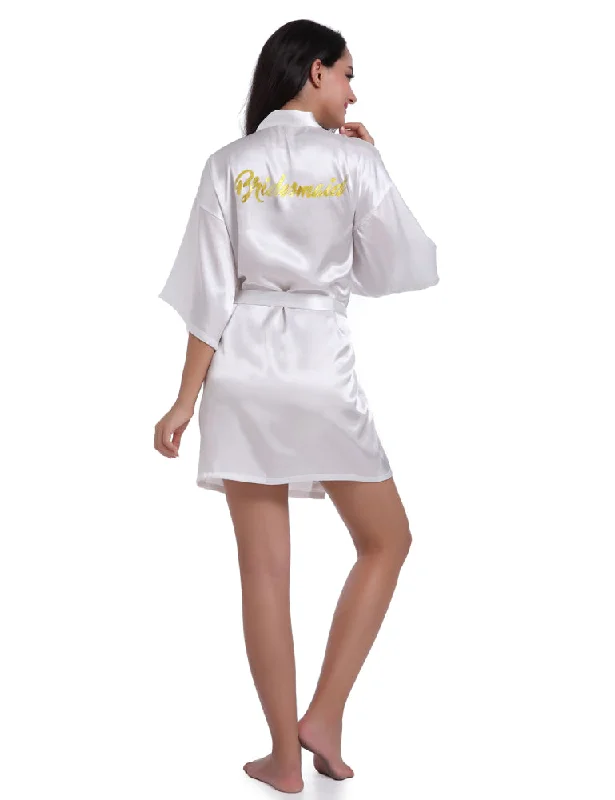 Women's robes for luxurious post-bath experience-Satin back Rhinestone Bridesmaid robe