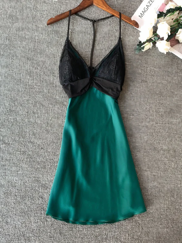 Soft women's sexy nightwear for bedtime comfort-Nuisette Raffiné en Dentelles "Vert"