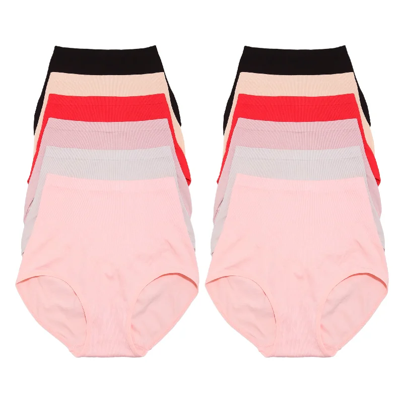 Women's panties for post-surgery recovery-Seamless Cotton High-Waist Light-Control Panties (12-Pack) Women's panties for post-surgery recovery-Seamless Cotton High-Waist Light-Control Panties (12-Pack)