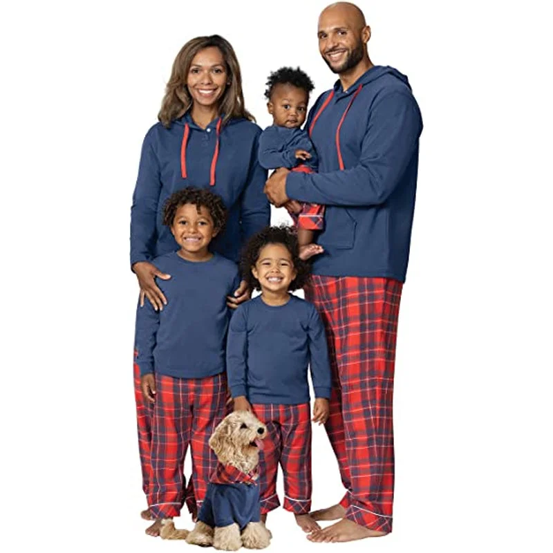 Matching mother and kid same suit for indoor fun-Plaid Design Matching Family Pajama Sets