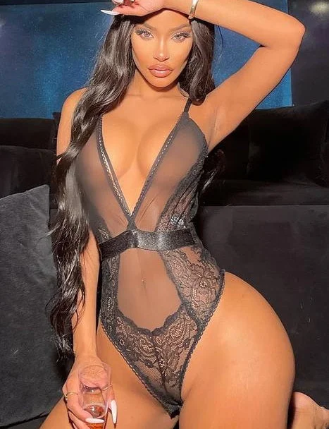 Women's sexy nightwear for chic and cozy style-Lace sling Teddy Bodysuit