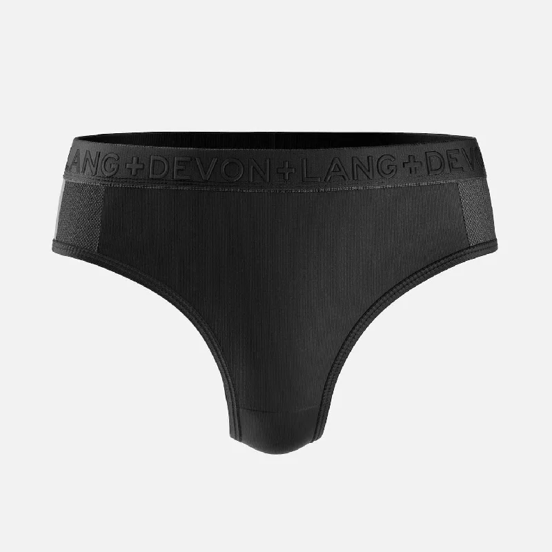 Women's panties with cotton lining for comfort-Katrina Everyday Thong - Obsidian