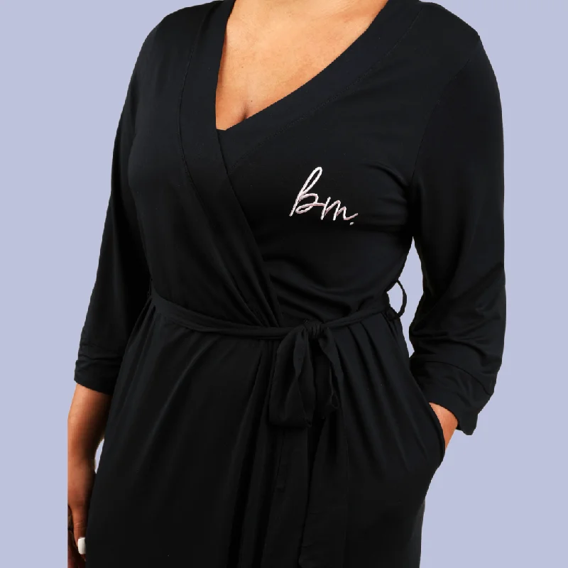 Elegant women's robes for evening wear-The Bamboo Robe Black