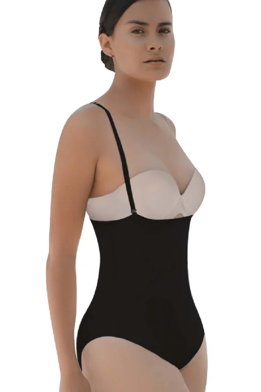 Sexy lingerie for soft, sensual fabric-Vedette 5108 Strapless Body Shaper Butt Lifter Color Black
