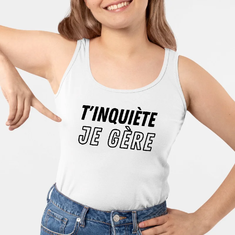 tank tops under $10 clearance-Débardeur Femme T'inquiète je gère