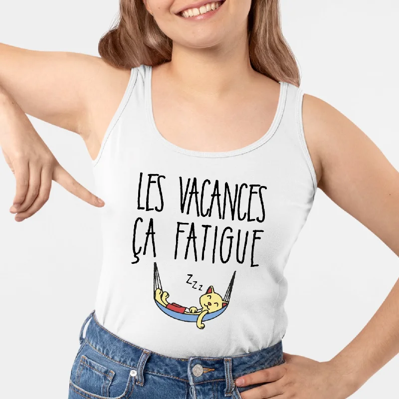 tie-dye tanks summer 2024-Débardeur Femme Les vacances ça fatigue