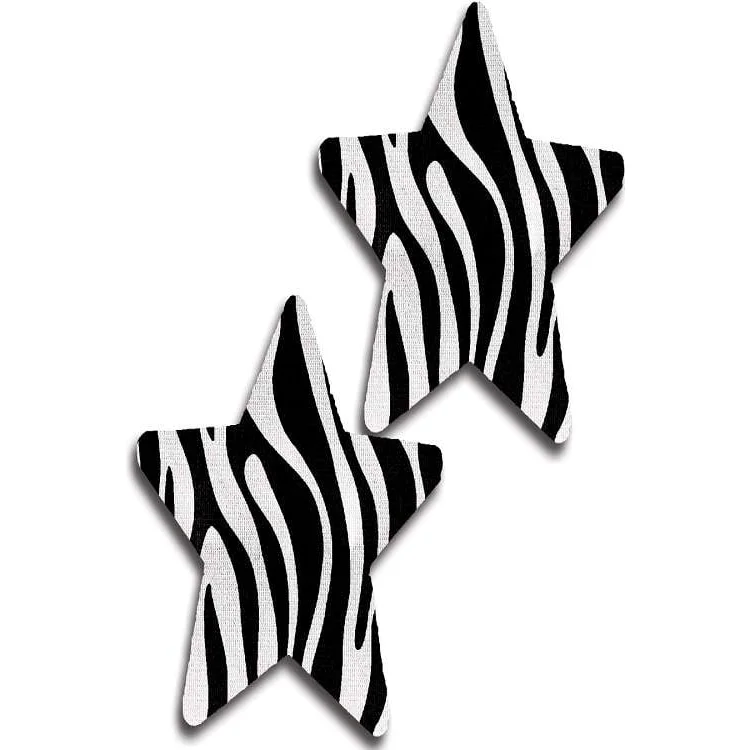 Nipple covers for sensitive bust-ZEBRA STRIPE STAR NIPPLE PASTIES