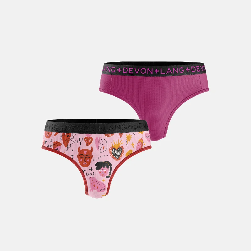 Soft cotton panties for plus-size women-Bria Thong - Multi-Packs - Admirer/Berry