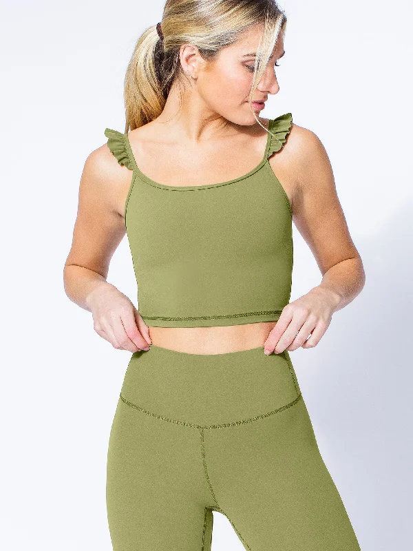 temperature regulating camisoles-RUFFLED SIMPLICITY TANK, MUSTARD