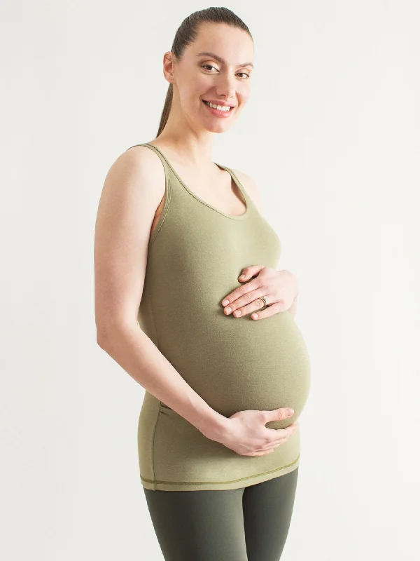 satin camisoles for nightwear-SOFT STRETCH MATERNITY TANK, SAGE
