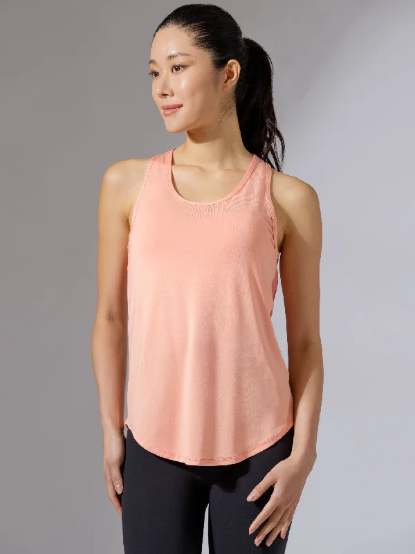 zero-waste camisoles upcycled-DAYTONA MESH BACK SINGLET, PEACH/CALIFORNIA MESH