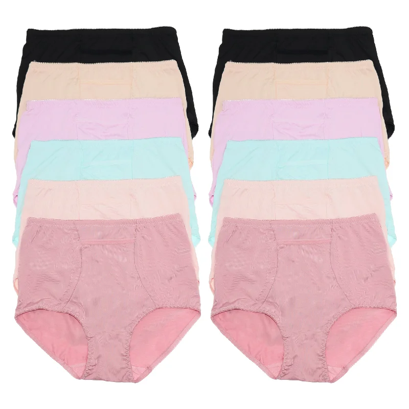 Comfortable cotton panties for everyday wear-Classic High Waisted Girdle with Front Pocket (12-Pack) Comfortable cotton panties for everyday wear-Classic High Waisted Girdle with Front Pocket (12-Pack)