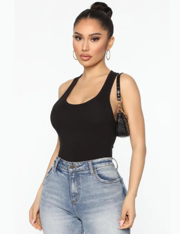 Women's sexy nightwear with relaxed fit for comfort-Basic Tank Bodysuit
