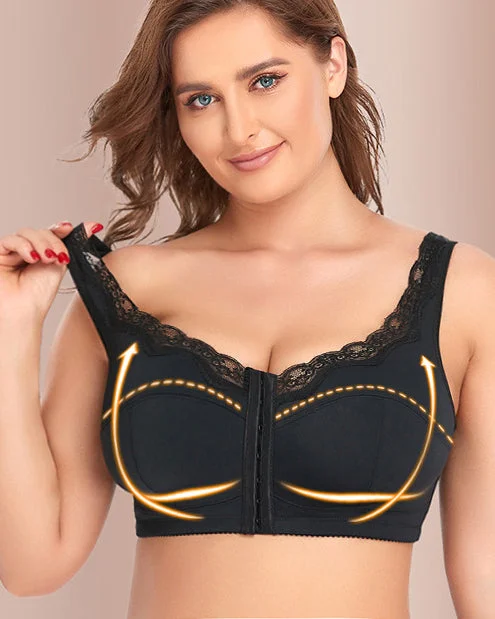 Bras for easing discomfort post-surgery-No Wire Lace Large Cup Thin Underwear Corset