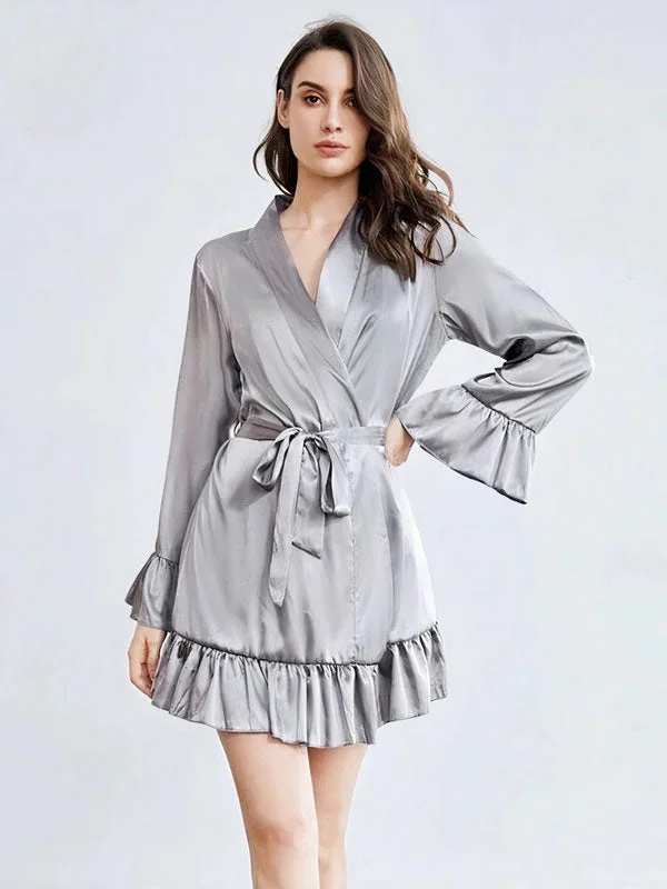 Soft women's robes with satin touch for elegance-Robe de Chambre en Satin pour Femme Légère "Chaleur de Satin"