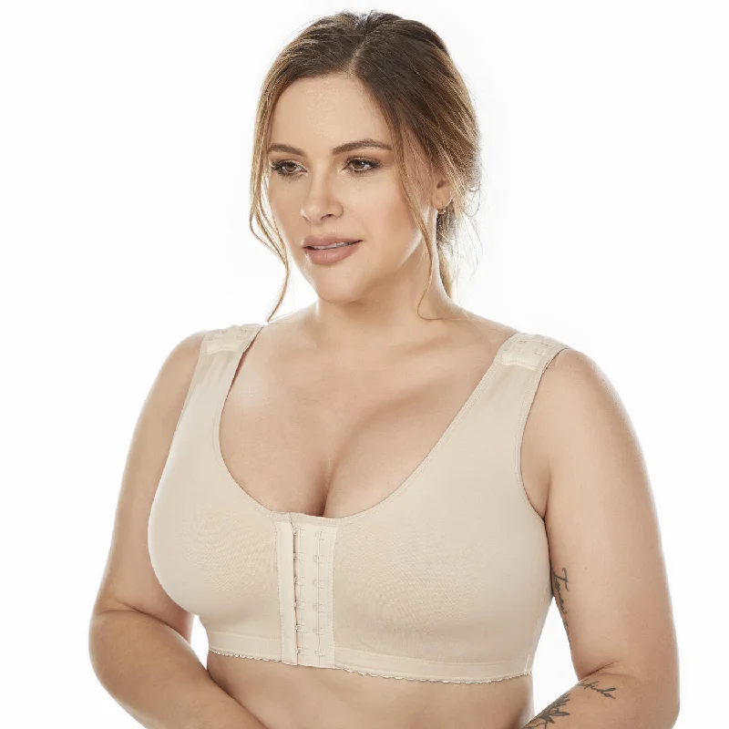 Bras for recovery after breast surgery-MaríaE 9304 | Bra Colombiano Postoperatorio con Broches Frontales | Algodón