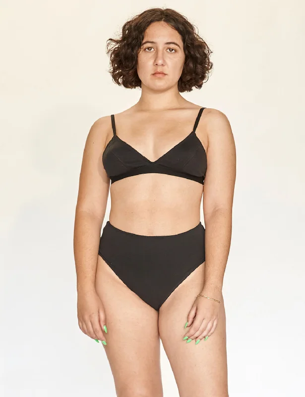 Women's panties with full coverage for extra comfort-High Boy Undies - Black
