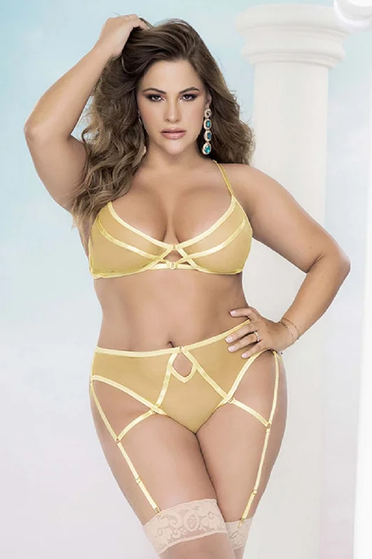 Sexy lingerie for sensual play-Mapale 8663X Two Piece Set Color Amalfi Yellow