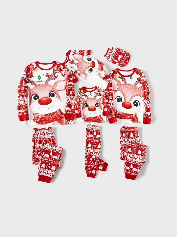 Comfortable matching mother and kid same suit for relaxation-Matching Christmas Pajamas Set For Family With Deer Print