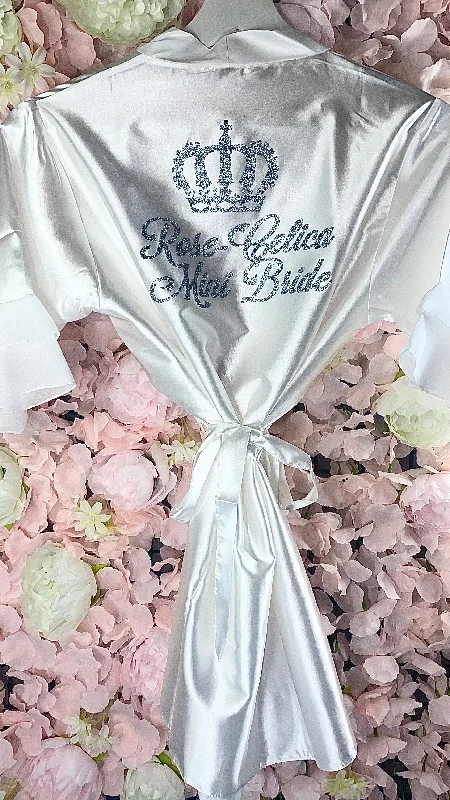 Soft women's robes with cozy feel-LAST CHANCE TO BUY Personalised Ruffle Robe | Ivory