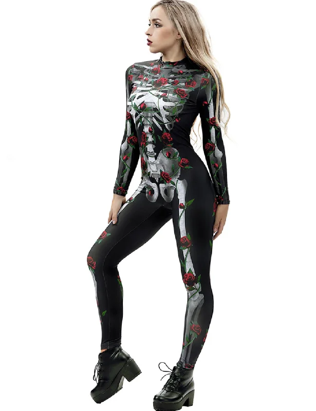 Women's sexy nightwear with soft, breathable fabric-Halloween skeleton skull bodysuit costume Women's sexy nightwear with soft, breathable fabric-Halloween skeleton skull bodysuit costume