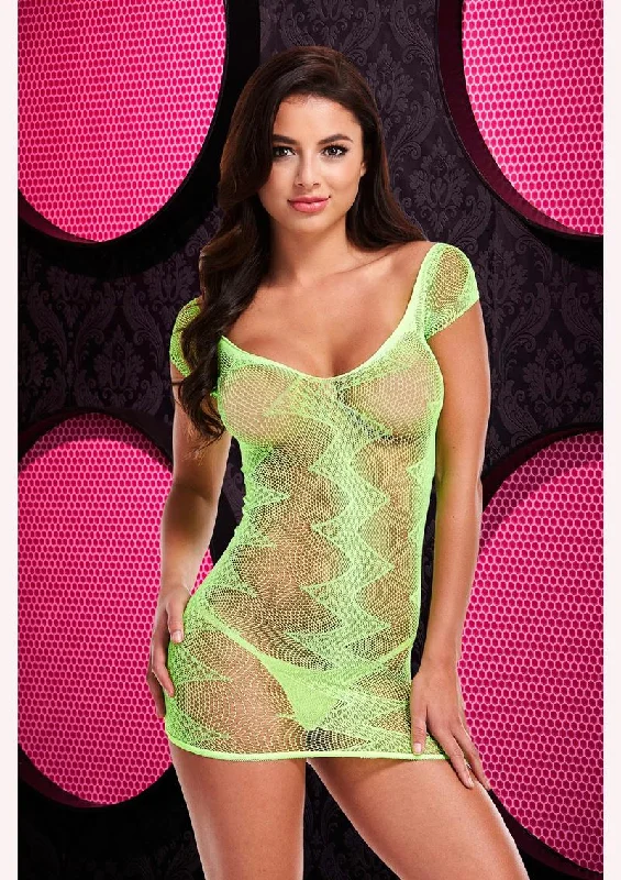 Sexy dress for night to day transition-Jacquard Mini Dress - Neon Green