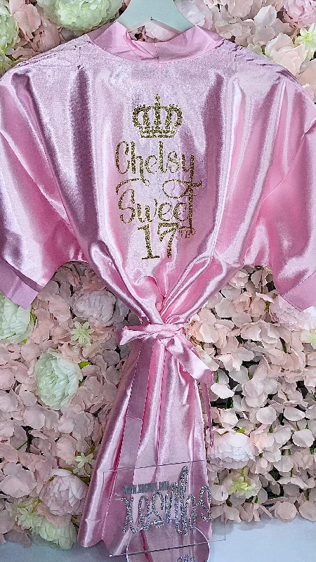 Cozy women's robes for cold evenings-SALE Kids | Personalised Satin Robes | Baby Pink
