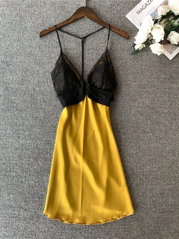 Comfortable women's sexy nightwear with relaxed fit-Nuisette Raffiné en Dentelles "Jaune"
