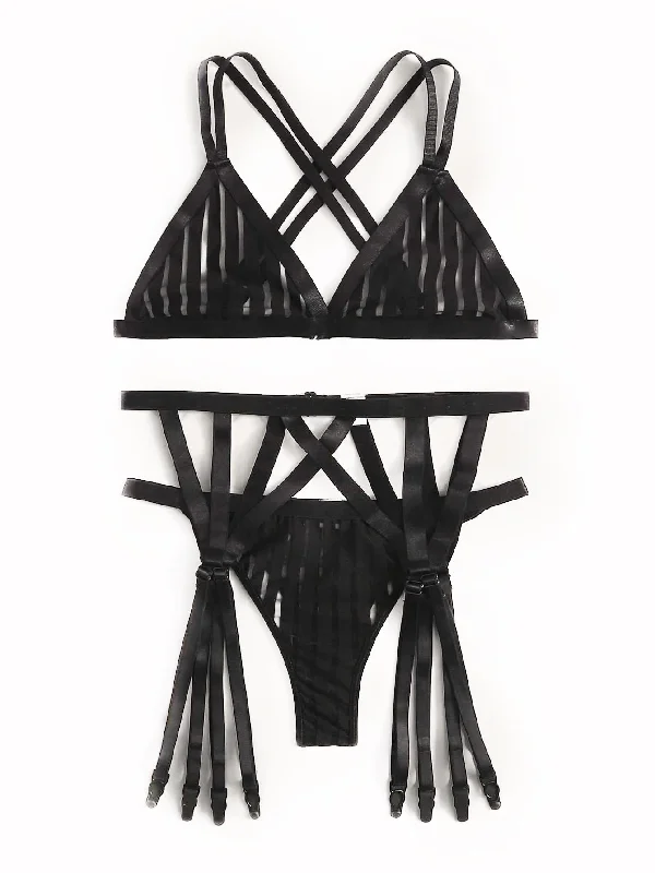 Sexy lingerie sets with thigh-high stockings-Brielle Set