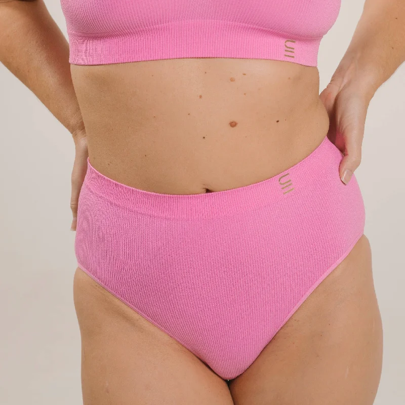 Women's panties for sensitive areas-High Waist Brief - Recycled Seamfree - Pink