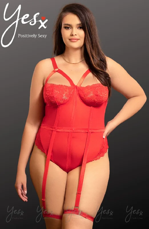 Bridal lingerie sets for wedding night-YesX YX858Q Red Bodysuit