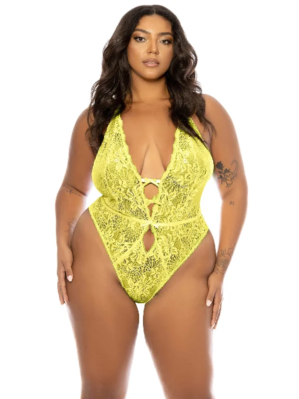Sexy lingerie for enhancing feminine charm-Curvy Lauren Lace Teddy