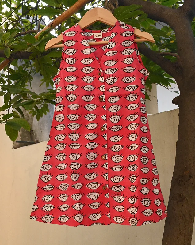 Comfortable matching mother and kid same suit for park visits-Nazar Battu Cotton Dress for Girls