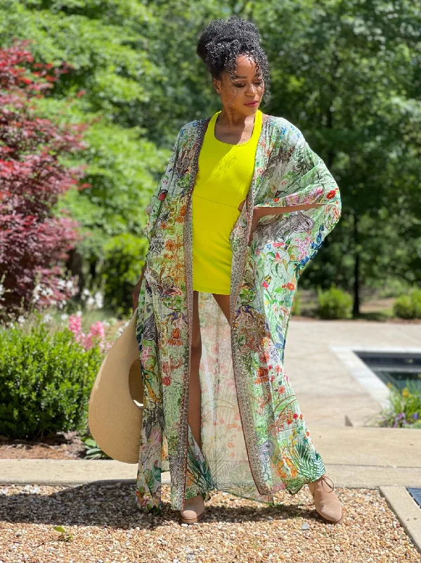 Elegant women's robes for spa-like relaxation-Blakeline Kimono: Field of Dreams