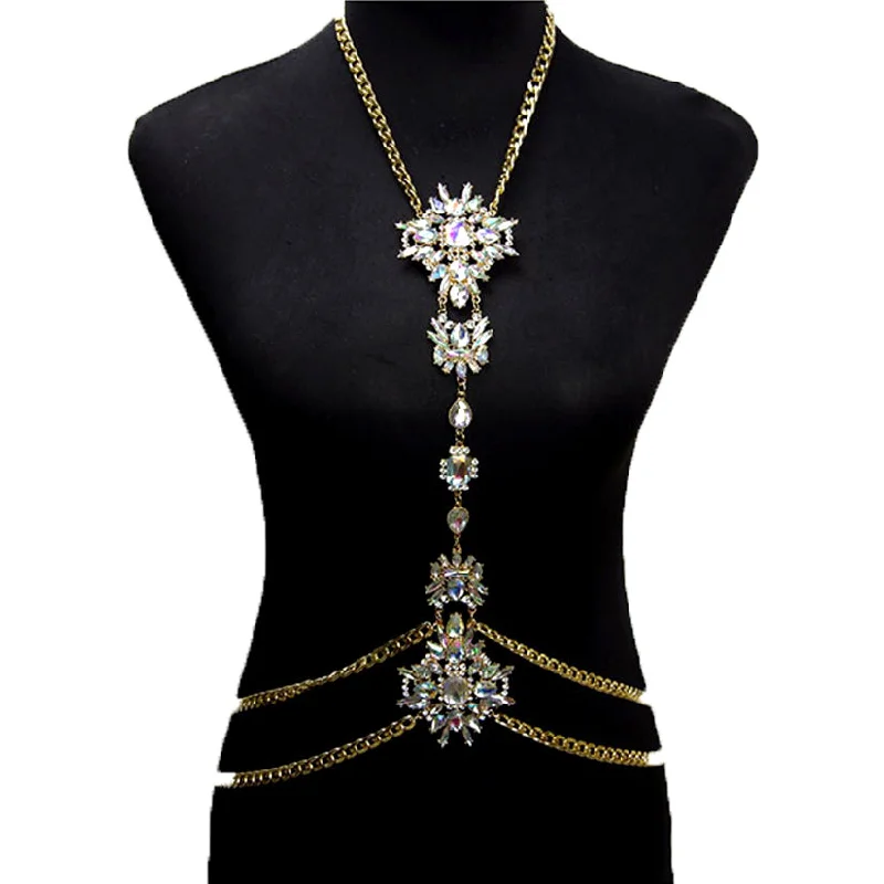 Nipple covers for special event outfits-Rhinestone Body Chains Sexy Bikini Necklace Waist Belly Crystal Body Jewelry for Women Nipple covers for special event outfits-Rhinestone Body Chains Sexy Bikini Necklace Waist Belly Crystal Body Jewelry for Women