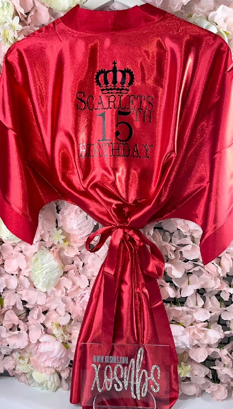 Cozy women's robes with relaxed, easy fit-Kids | Personalised Satin Robes | Red
