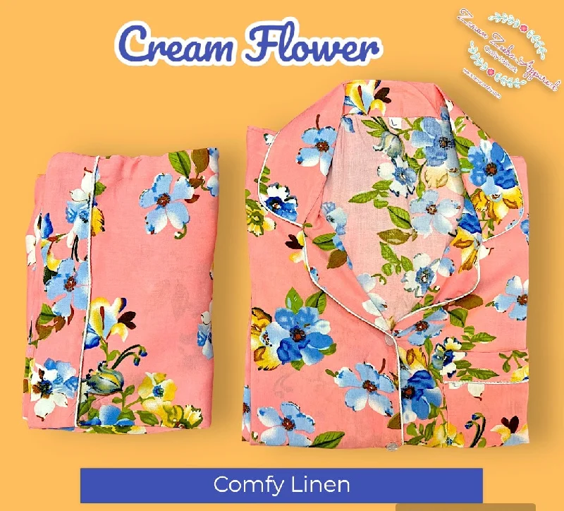 Fashionable mother and kid same suit for festivals-Cream flower