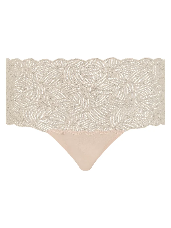 Women's panties with stretchy waistband for better fit-Chantelle Softstretch Lace High Waist Brief Golden Beige Women's panties with stretchy waistband for better fit-Chantelle Softstretch Lace High Waist Brief Golden Beige