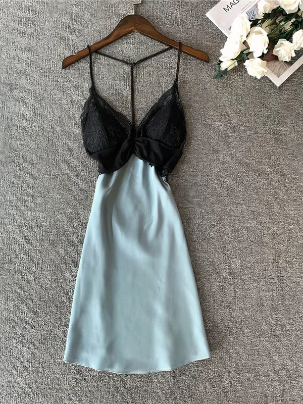 Women's sexy nightwear for romantic evenings-Nuisette Raffiné en Dentelles "Bleu Ciel"