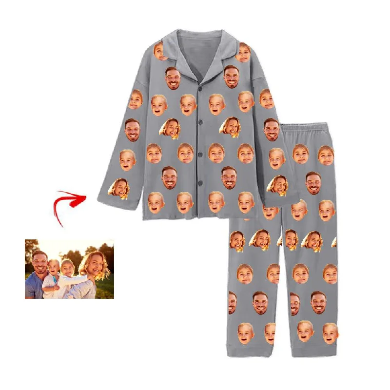 Casual matching mother and kid same suit for simple outings-Personalised Pyjamas I Love My Family Grey Casual matching mother and kid same suit for simple outings-Personalised Pyjamas I Love My Family Grey