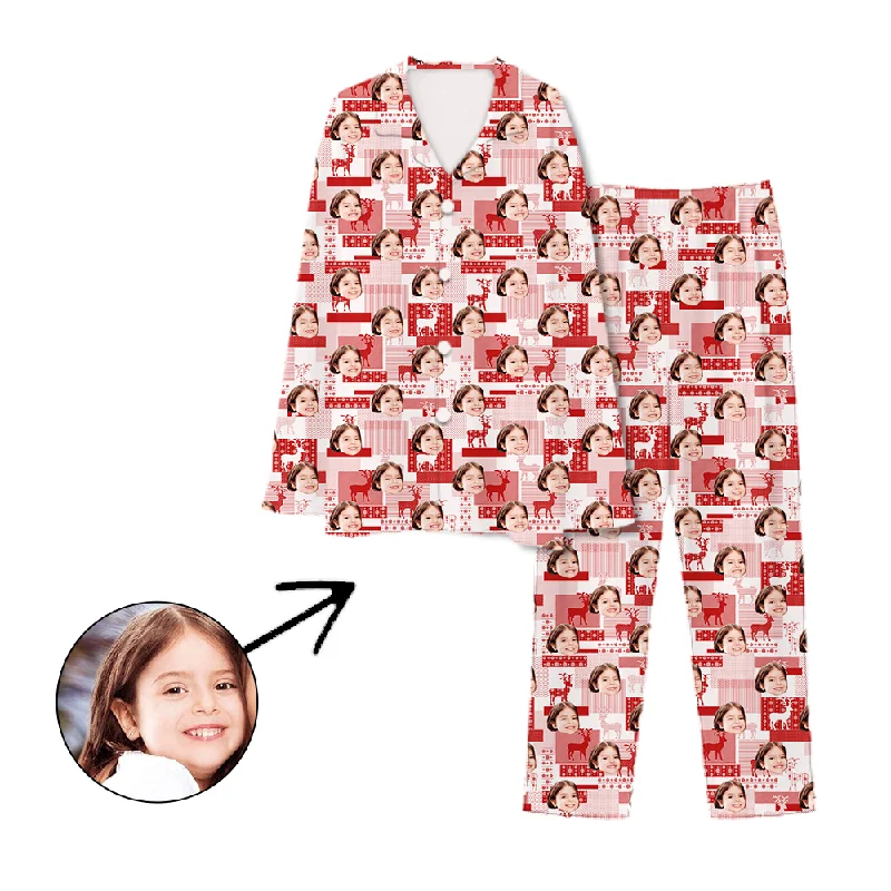 Matching mother and kid same suit with vibrant colors-Personalised Pyjamas Reindeer Christmas