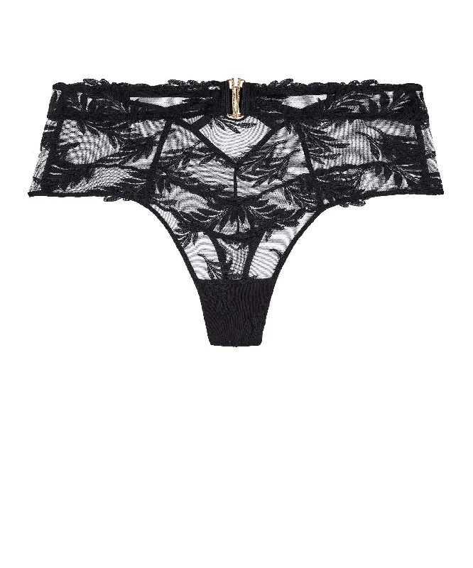 Women's panties with mesh sides for breathability-Aubade Queen of shadow High waisted panty