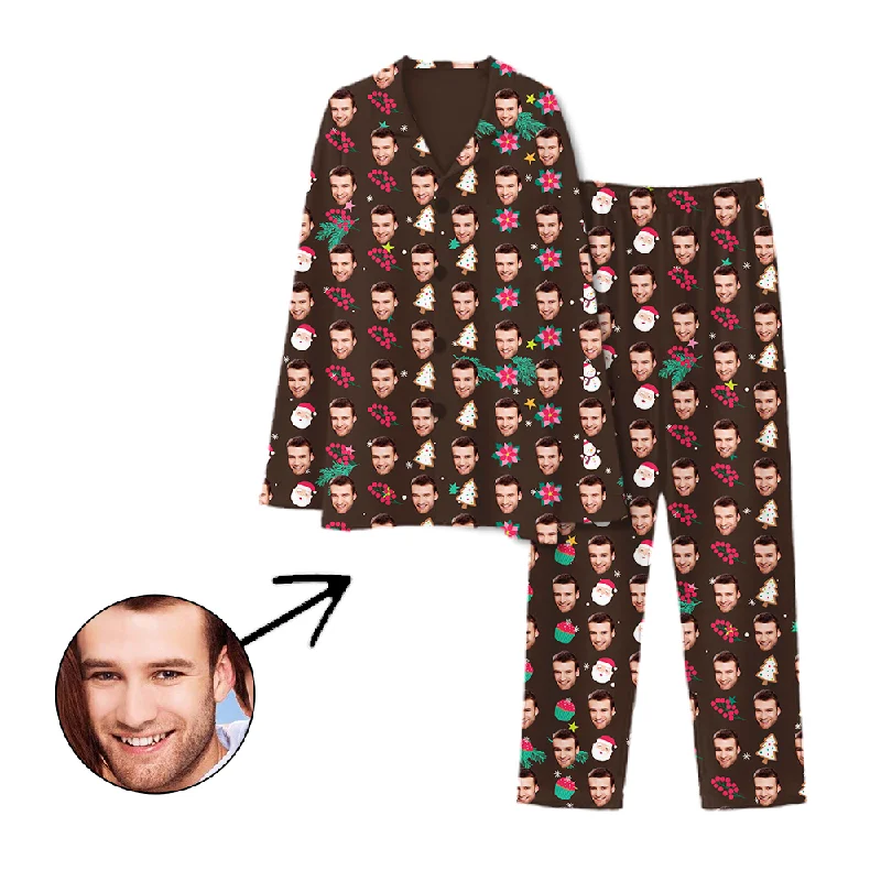 Cute matching mother and kid same suit for special events-Personalised Pyjamas Christmas Tree And Flower