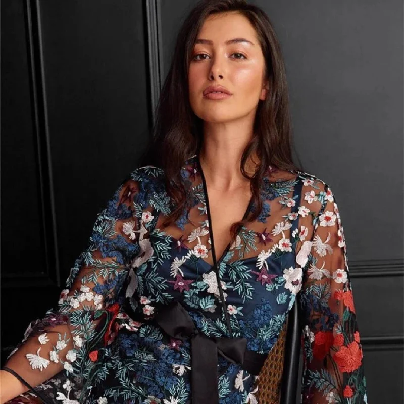 Women's robes with deep pockets for convenience-Rya Georgia Cover Up