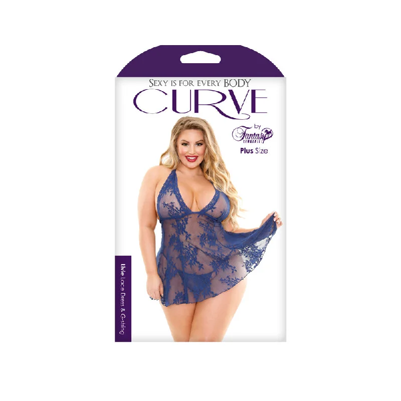 Sexy dress for sheer fabric style-Livie Lace Dress & G-string - 1X/2X Boxed