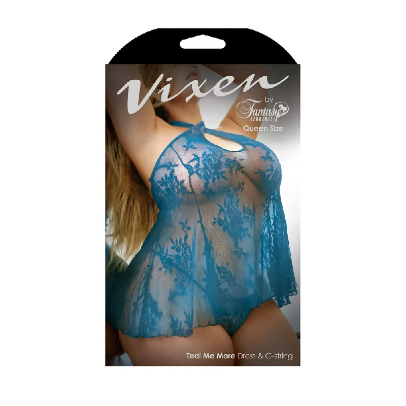 Sexy dress for flattering figure style-Teal Me More Dress & G-String  - Queen Size Boxed