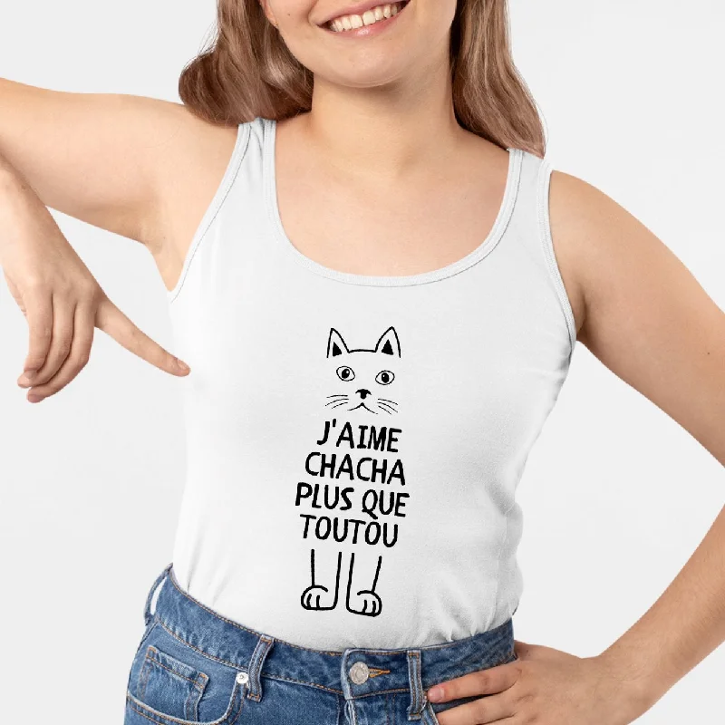 temperature regulating camisoles-Débardeur Femme J'aime chacha plus que toutou