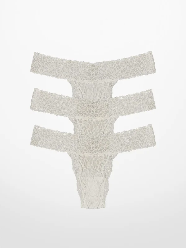 Soft cotton panties for summer-3-Pack Luxe-Stretch Lace Thong