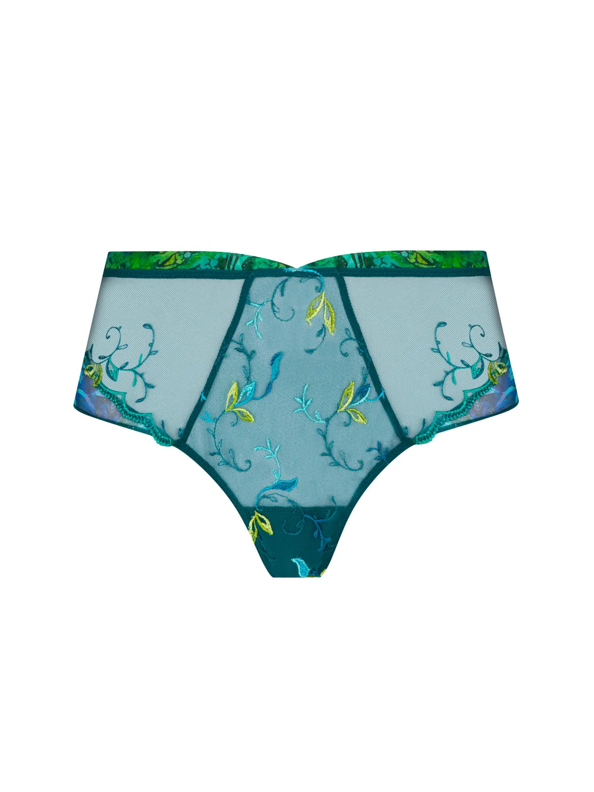 Women's panties with cotton lining-Lise Charmel Grace Aquatique Boyshort Floral Aqua