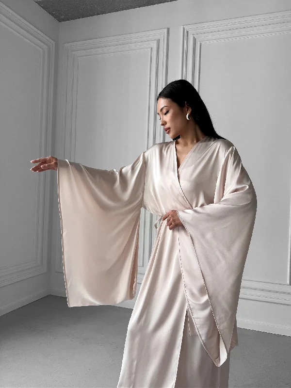Cozy women's robes with relaxed, easy fit-Kimono Silky Long Robe